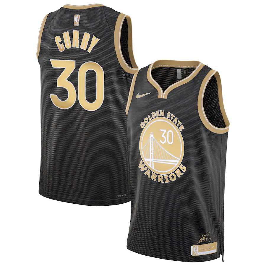 Mens Golden State Warriors 30 Stephen Curry Black Gold 2024 Select Series Stitched Jersey Dzhi->golden state warriors->NBA Jersey